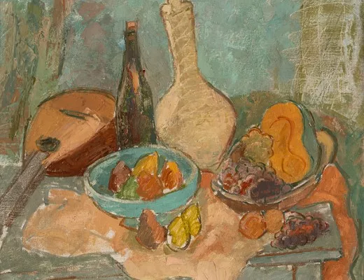 Nature morte aux fruits et à la bouteille